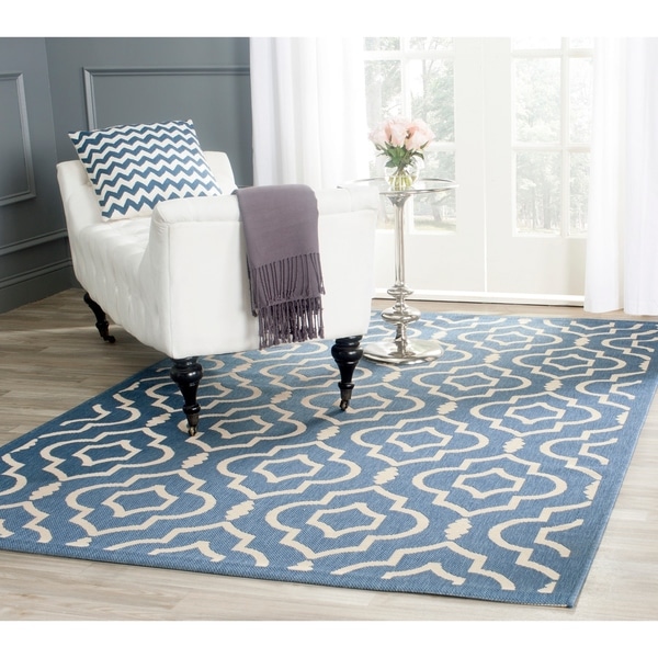 Safavieh Indoor/ Outdoor Courtyard Blue/ Beige Area Rug - 8' X 11'