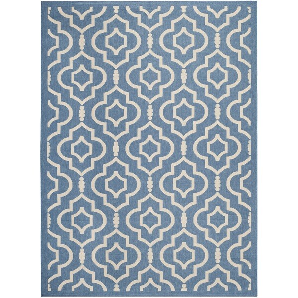 Safavieh Indoor/ Outdoor Courtyard Blue/ Beige Area Rug - 8' x 11'