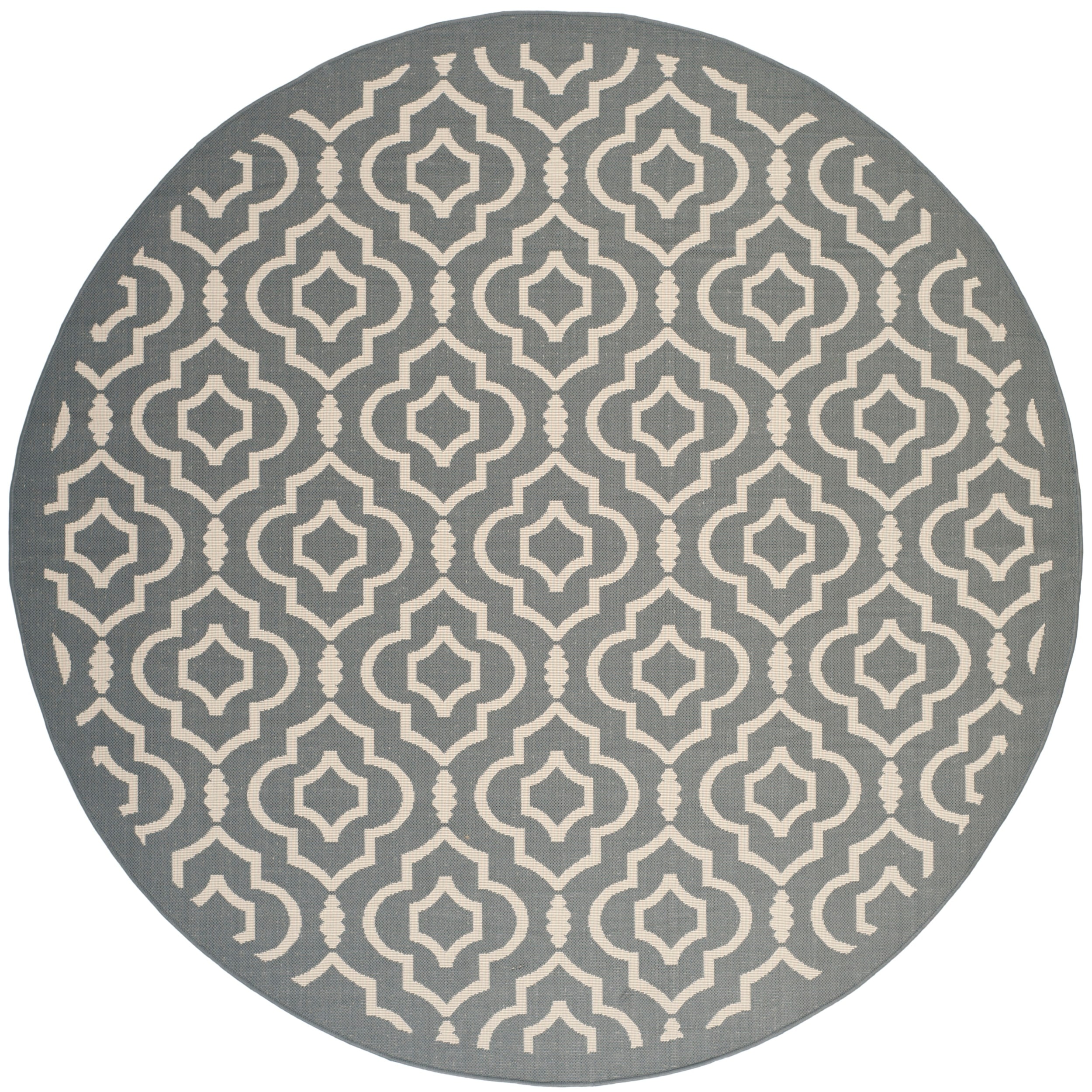 Contemporary Safavieh Indoor/ Outdoor Courtyard Anthracite/ Beige Rug (710 Round)