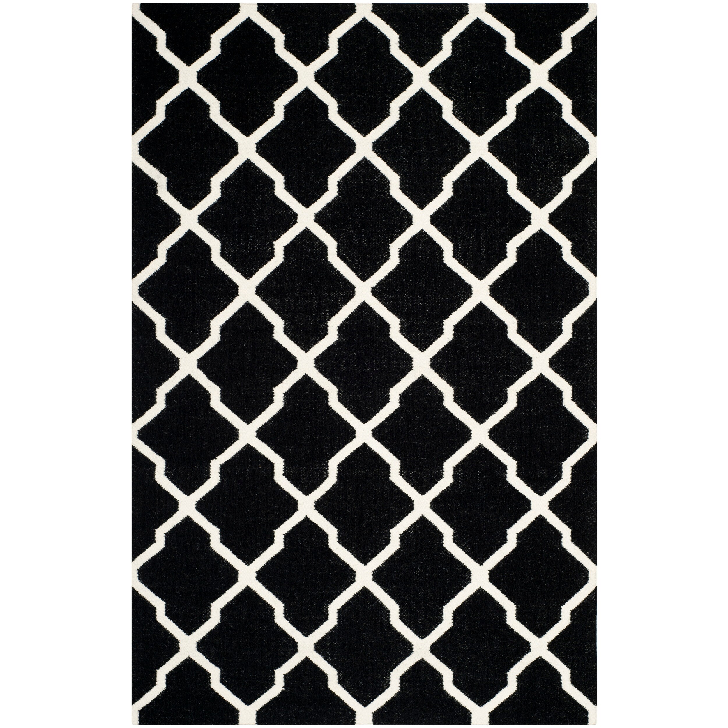 Safavieh Hand woven Moroccan Dhurrie Black Wool Rectangular Rug (6 X 9)
