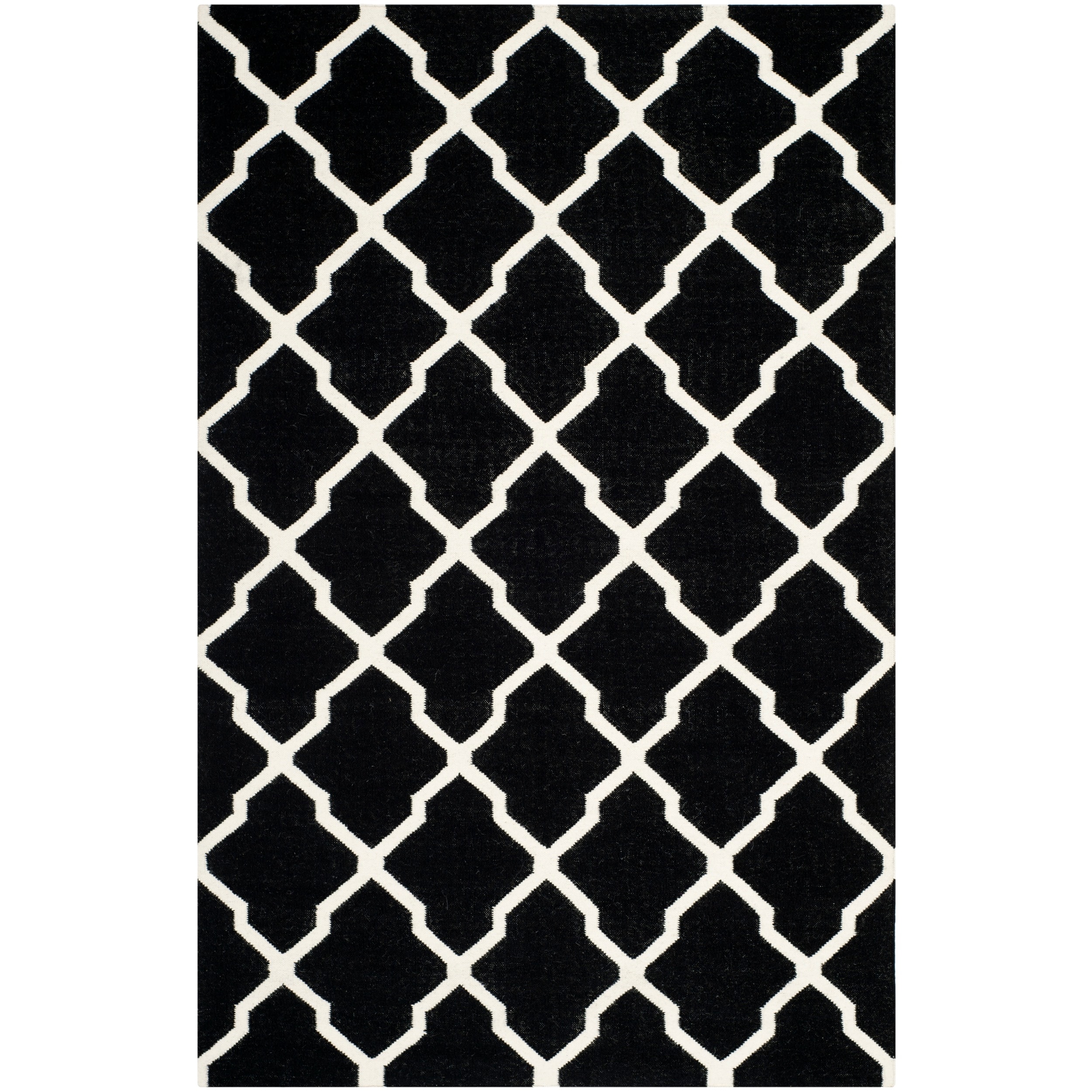 Safavieh Handwoven Moroccan Dhurrie Black 0.5 inch pile Wool Rug (5 X 8)