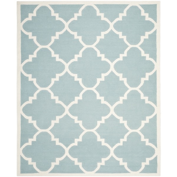 Safavieh Handwoven Moroccan Reversible Dhurrie Light Blue Wool Area Rug - 8' x 10'