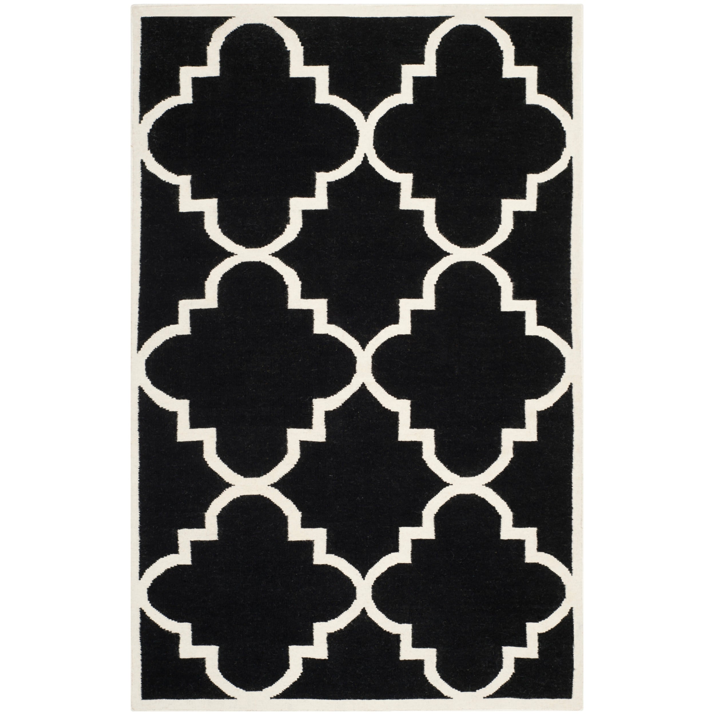 Safavieh Handwoven Transitional Moroccan Dhurrie Black Wool Rug (5 X 8)