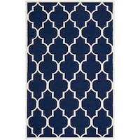 Safavieh Hand Woven Moroccan Reversible Dhurries Navy Ivory Safavieh Handwoven Moroccan Reversible Dhurrie Transitional Navy Wool Rug 6