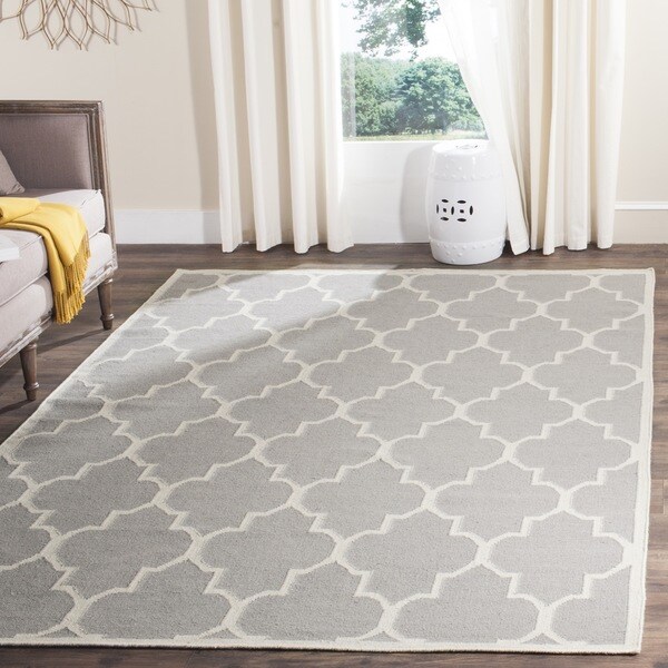 Safavieh Handwoven Moroccan Reversible Dhurrie Transitional Grey Wool Rug - 9' x 12'