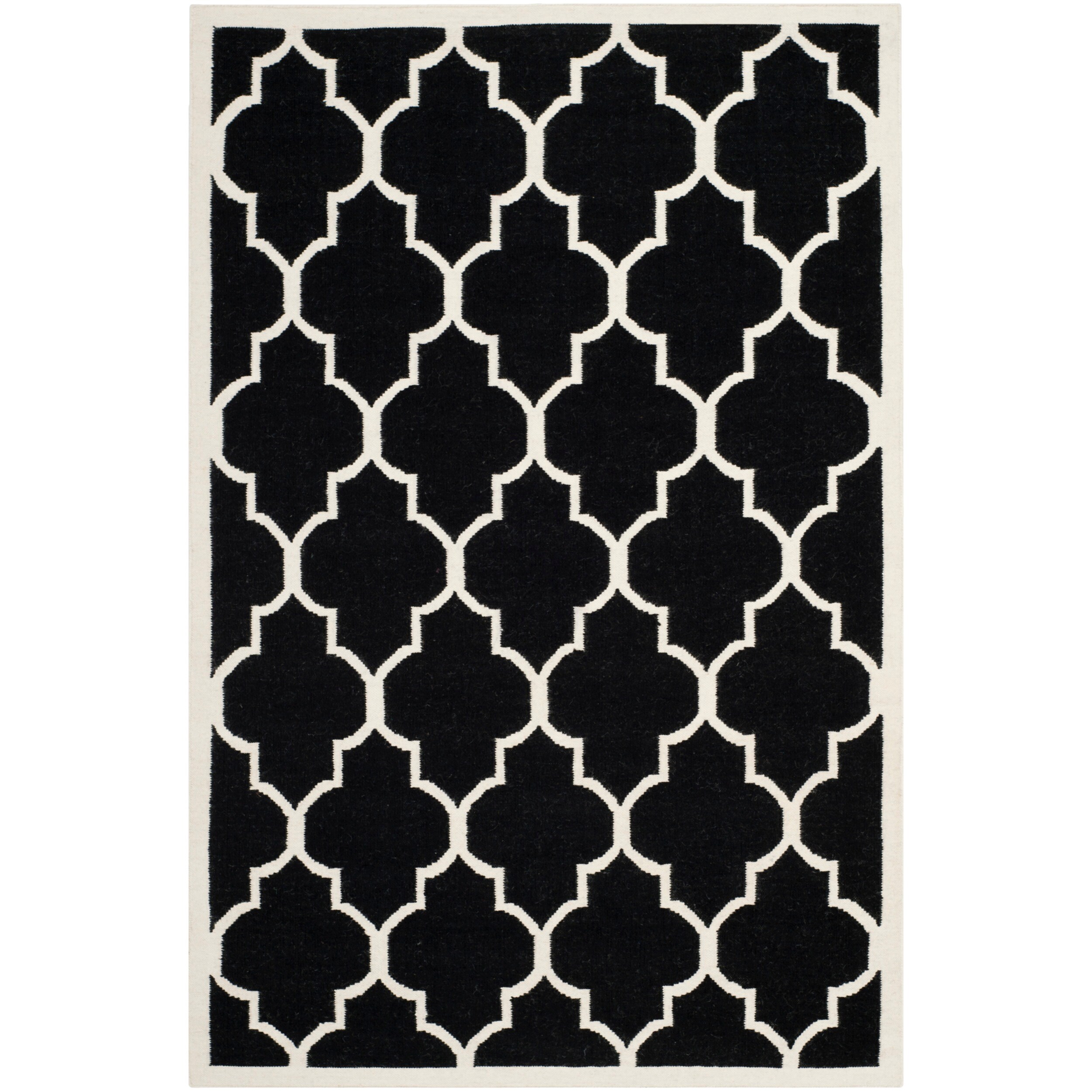 Safavieh Hand woven Moroccan Dhurrie Black Wool Indoor Rug (6 X 9)