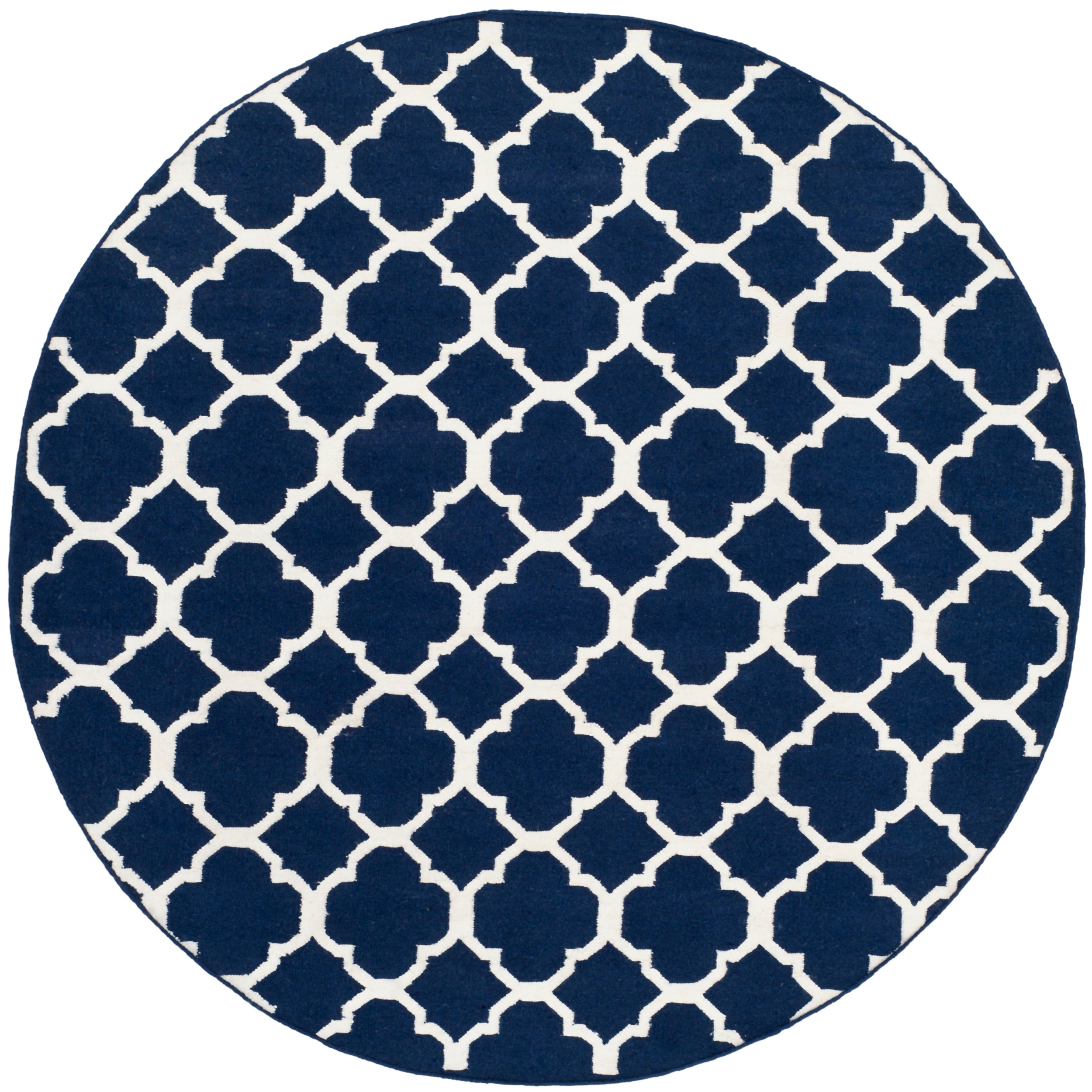 Safavieh Handwoven Moroccan Dhurrie Transitional Navy Wool Rug (7 Round)