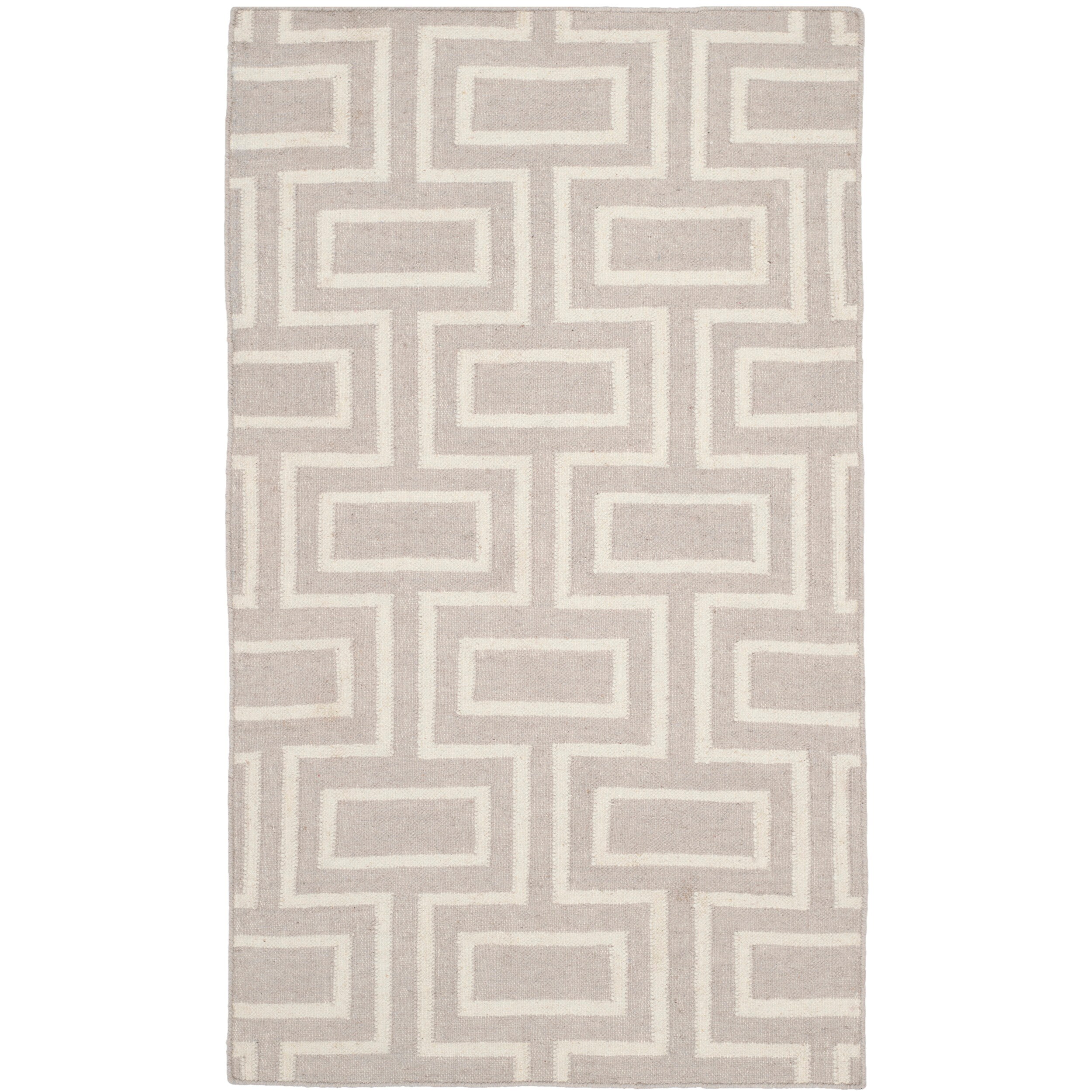 Safavieh Handwoven Moroccan Dhurrie Contemporary Gray/ Ivory Wool Rug (3 X 5)
