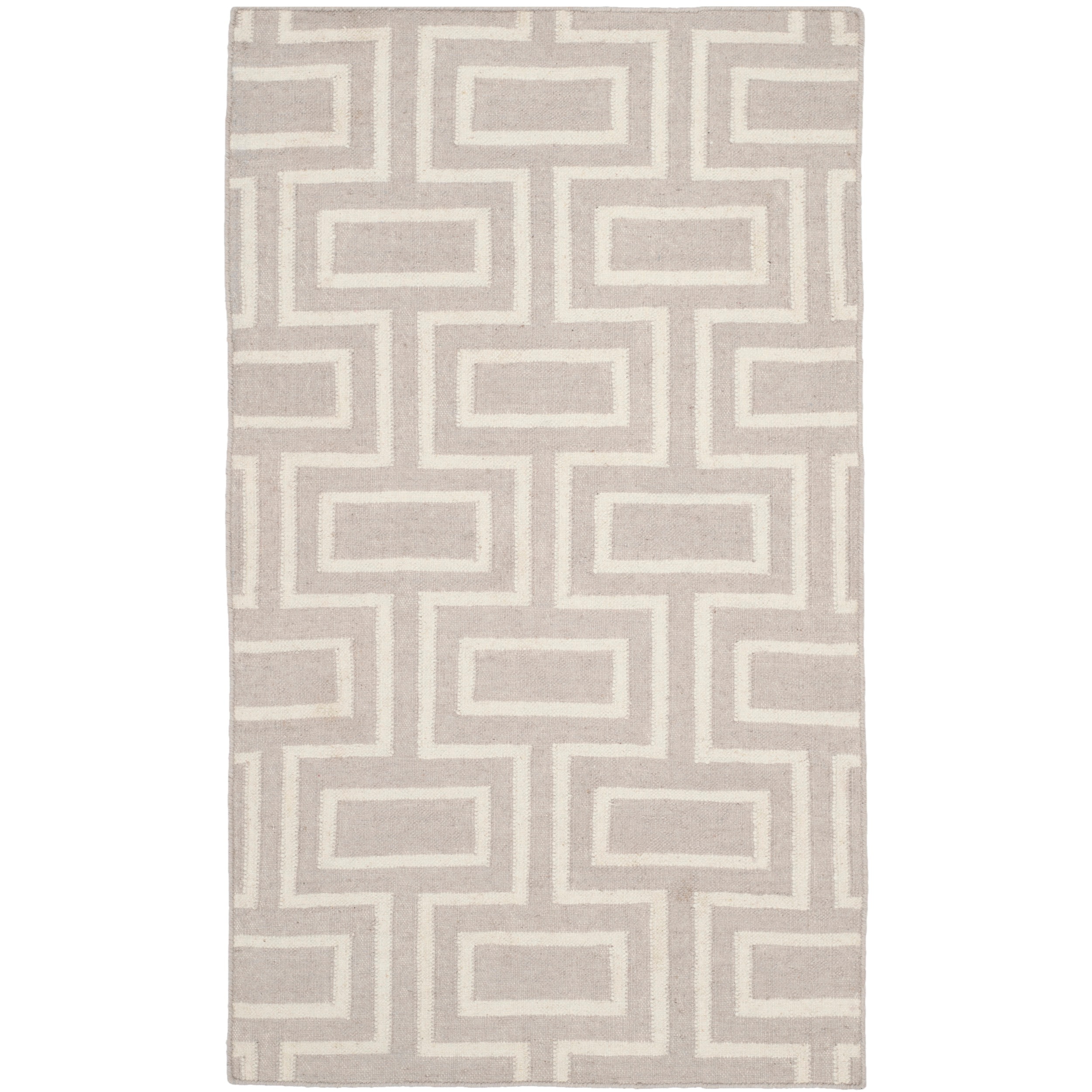 Safavieh Handwoven Moroccan Dhurrie Contemporary Gray/ Ivory Wool Rug (3 X 5)