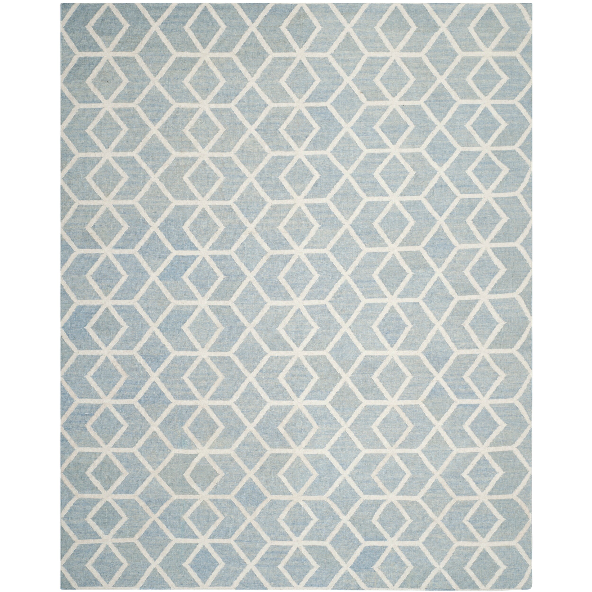 Contemporary Safavieh Handwoven Moroccan Dhurrie Blue/ Ivory Wool Rug (9 X 12)