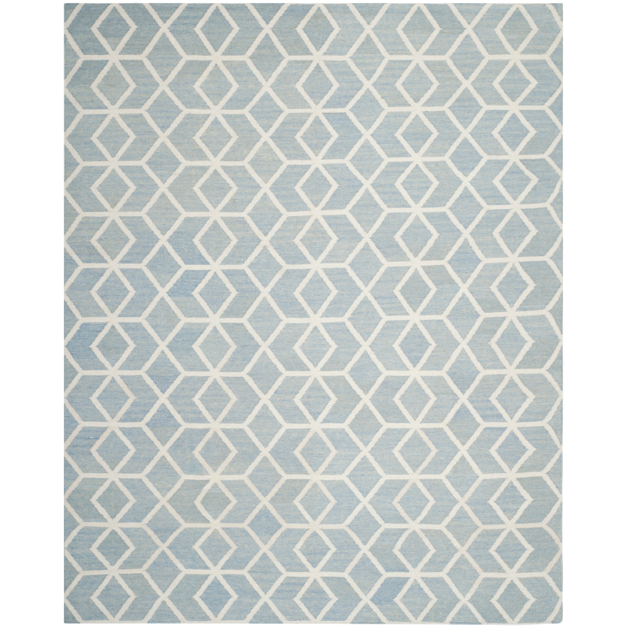 Safavieh Hand woven Geometric Moroccan Dhurrie Blue Wool Rug (8 X 10)