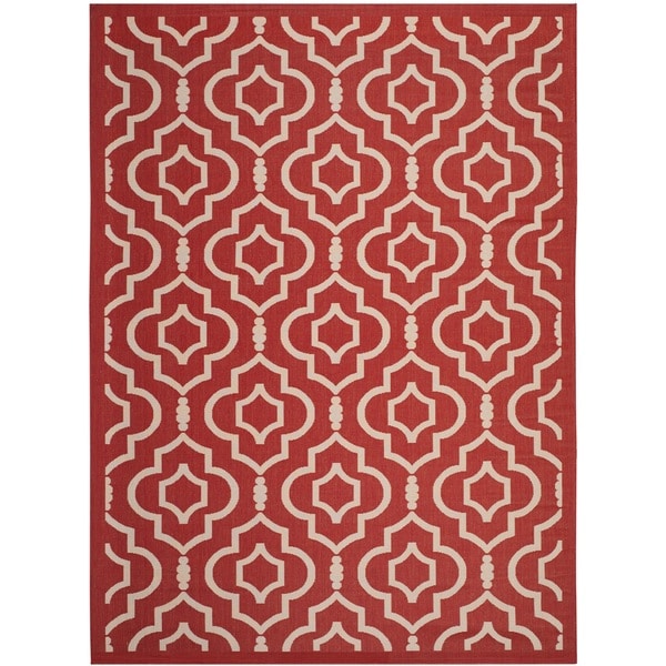 Safavieh Indoor/ Outdoor Courtyard Collection Red/ Bone Rug - 8' x 11'