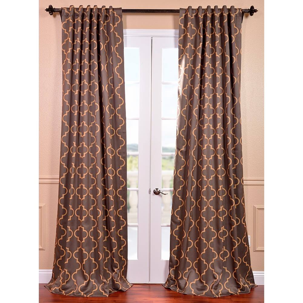 Exclusive Fabrics Seville Print Grey and Gold Blackout Curtain Panel