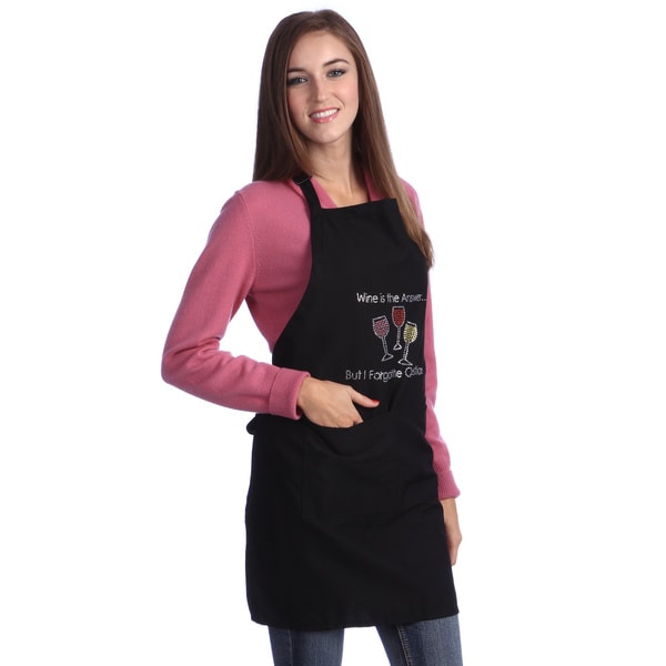 Wine is the Answer Rhinestone Apron