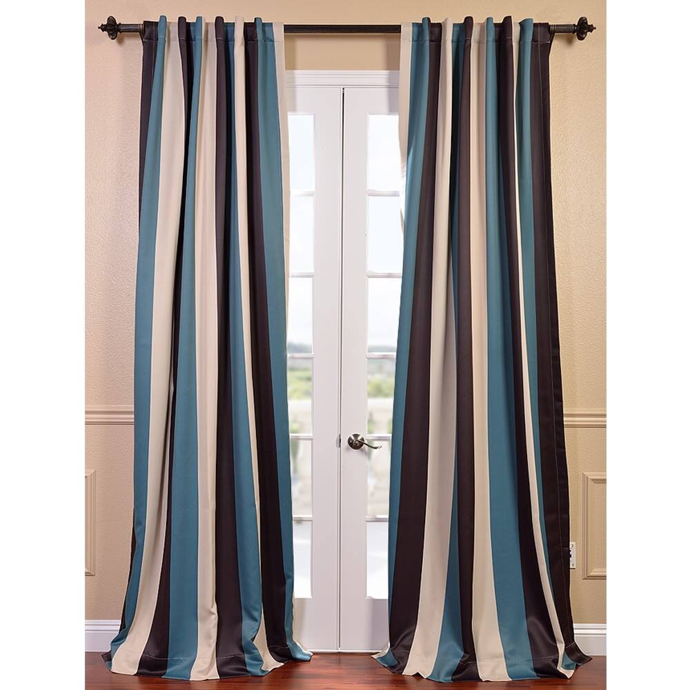 Exclusive Fabrics Key Largo Stripe Room Darkening Curtain Panel Pair (2 Panels)