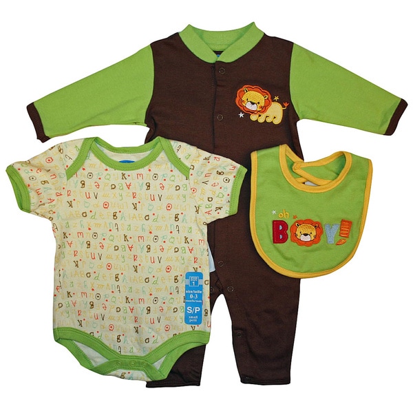 Bon Bebe Baby Boy's Green Oh Boy 3 piece Bib Set Bon Bebe Boys' Matching Sets