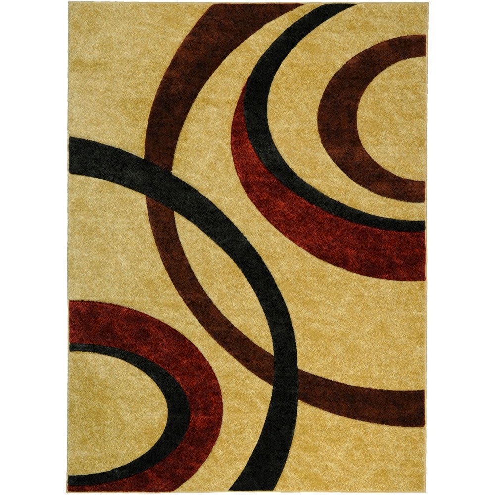 Hand Carved Beige Interlocking Circles Area Rug (711 X 910)