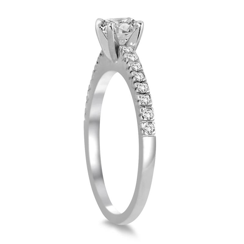 1 Carat TW Diamond Fishtail Pave Ring in 14K White Gold