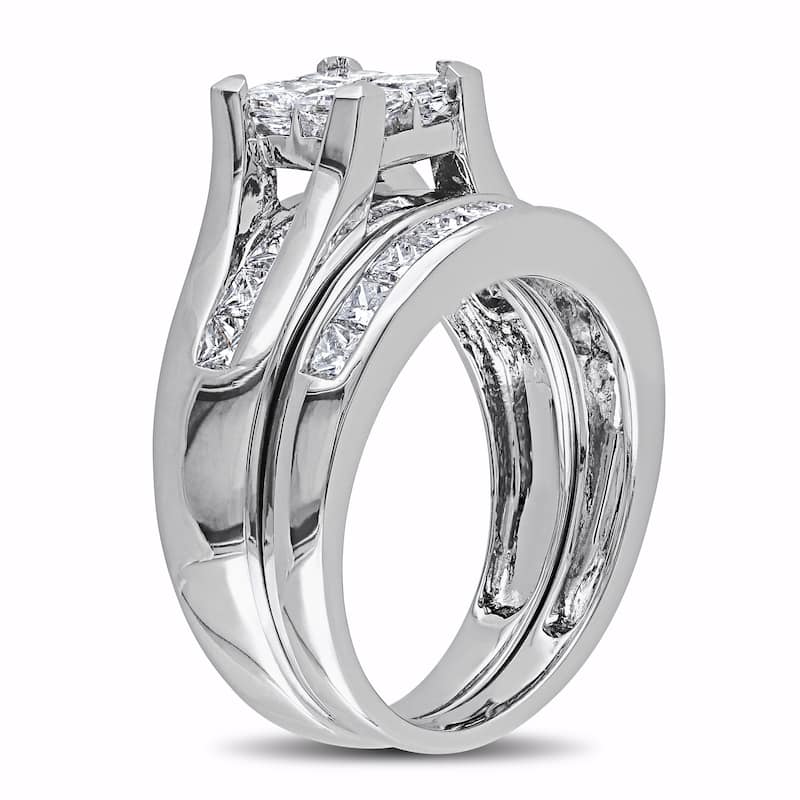 Miadora Signature Collection 14k White Gold 2ct TDW Channel-Set Diamond Quad Bridal Ring Set (G-H,I1-I2)