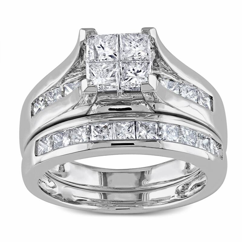 Miadora Signature Collection 14k White Gold 2ct TDW Channel-Set Diamond Quad Bridal Ring Set (G-H,I1-I2) - 5