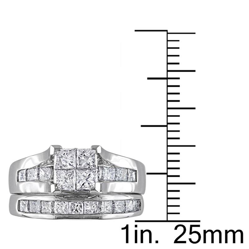 Miadora Signature Collection 14k White Gold 2ct TDW Channel-Set Diamond Quad Bridal Ring Set (G-H,I1-I2)