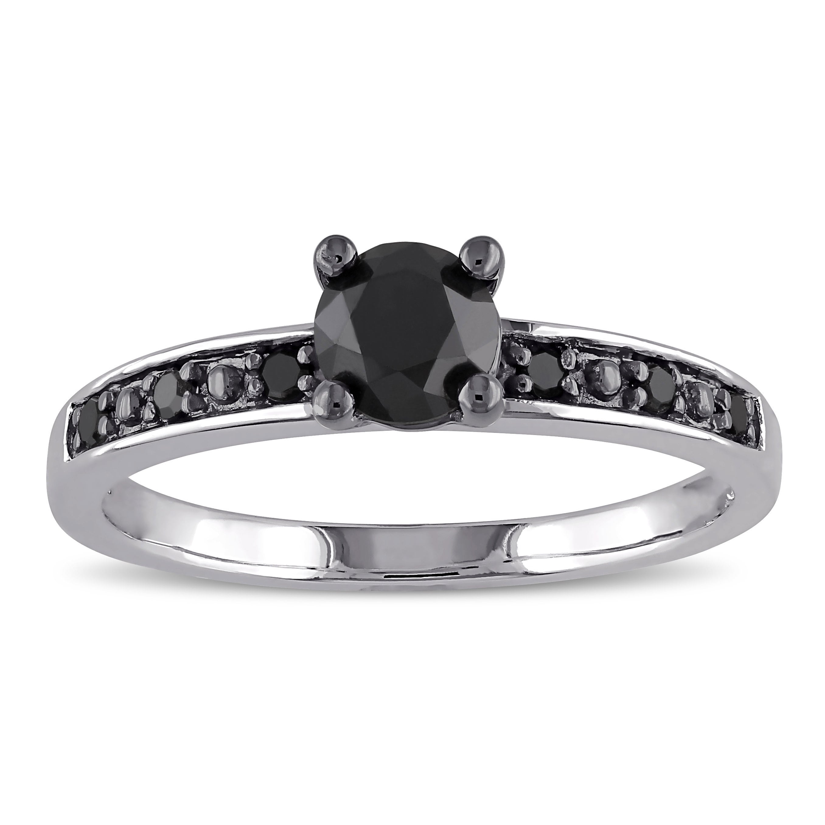 Miadora Sterling Silver 4/5ct TDW Black Diamond Solitaire Ring