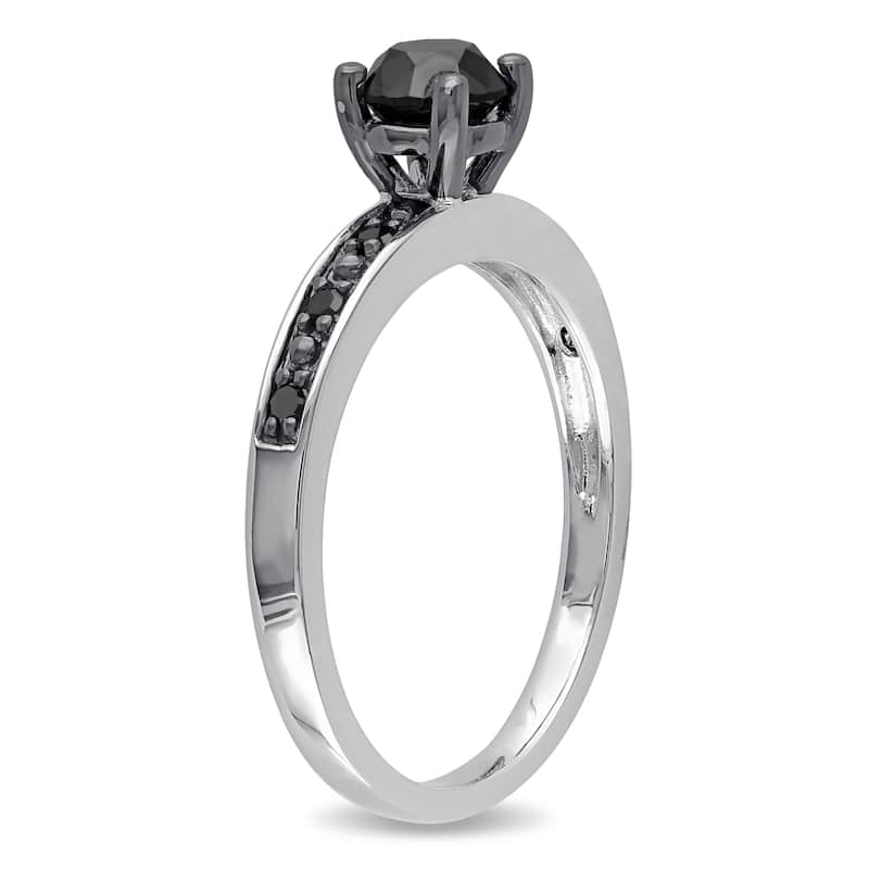 Miadora Sterling Silver 4/5ct TDW Black Diamond Solitaire Ring