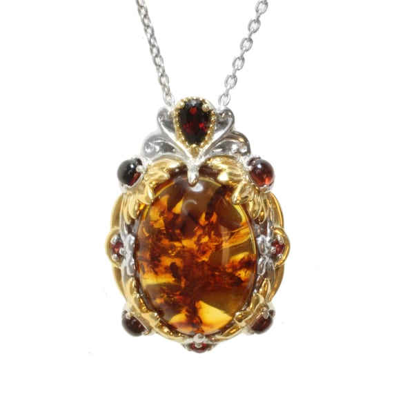 Michael Valitutti Two tone Amber, Garnet and Orange Sapphire Necklace Michael Valitutti Gemstone Necklaces