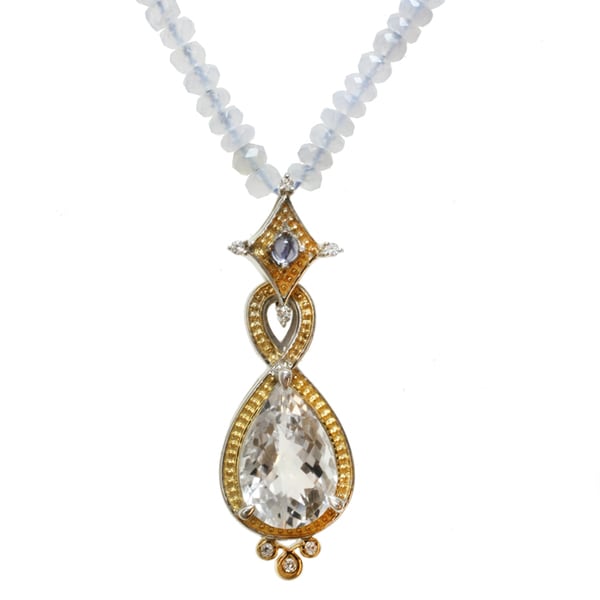 Michael Valitutti Two tone Blue Chalcedony, Rock Crystal and Iolite Necklace Michael Valitutti Gemstone Necklaces