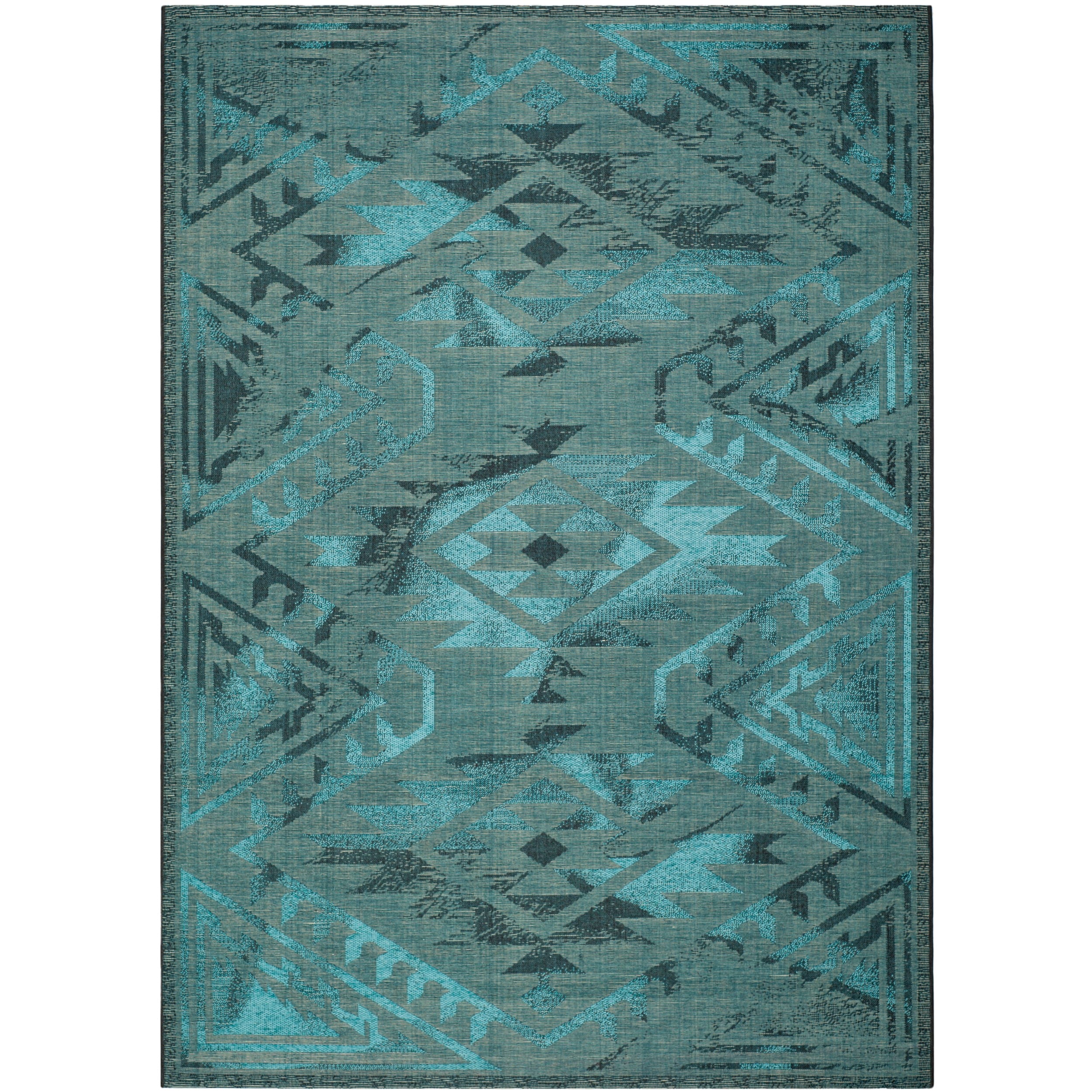 Safavieh Palazzo Black/ Turquoise Polypropylene/ Over dyed Chenille Oriental Rug (8 X 11)