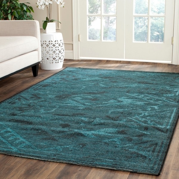 Safavieh Palazzo Black/ Turquoise Overdyed Chenille Area Rug - 8' x 11'
