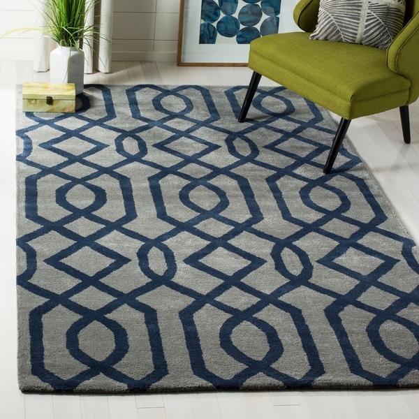 Safavieh Handmade Soho Grey/ Dark Blue Wool Rug - 7'6 x 9'6