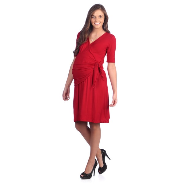 Ashley Nicole Maternity Womens Petite Red Crossover Adjustable Wrap