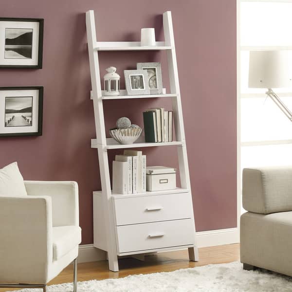 Shop Porch Den Glacier Lily White Ladder Bookcase With Drawers