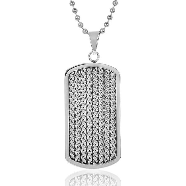 Shop Men's Stainless Steel Cable Inlay Dog Tag Necklace ...