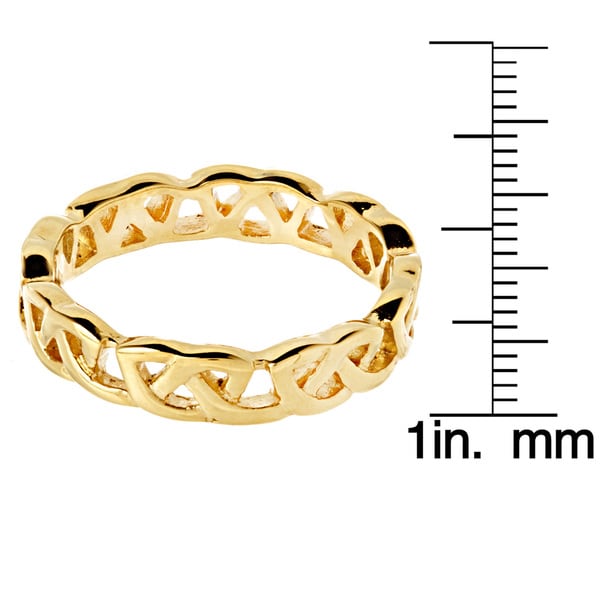 Men's Gold Plated Polished Stainless Steel Open Celtic Eternity Knot Ring - 4mm Wide