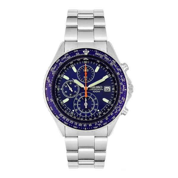 Seiko Men's Blue Dial Stainless Steel Multi function Watch Seiko Men's Seiko Watches