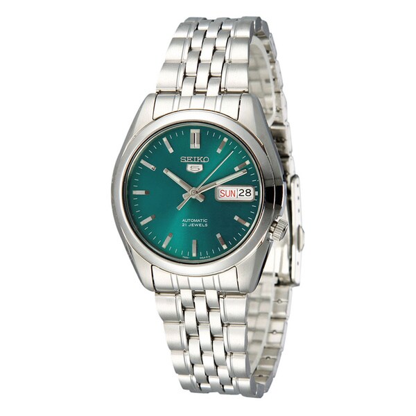 Seiko Men's '5 Automatic' Green Dial Stainless Steel Watch - 15599248 ...