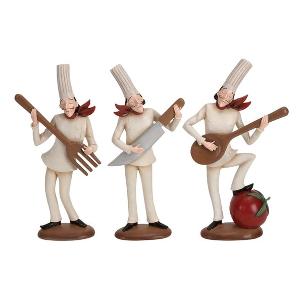 Shop Polystone Assorted Chef Figurines (Set of 3) Free Shipping Today