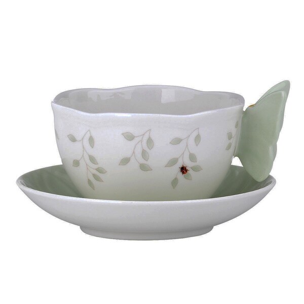 Lenox Butterfly Meadow Green Butterfly Cup/ Saucer Set Lenox Cups & Saucers