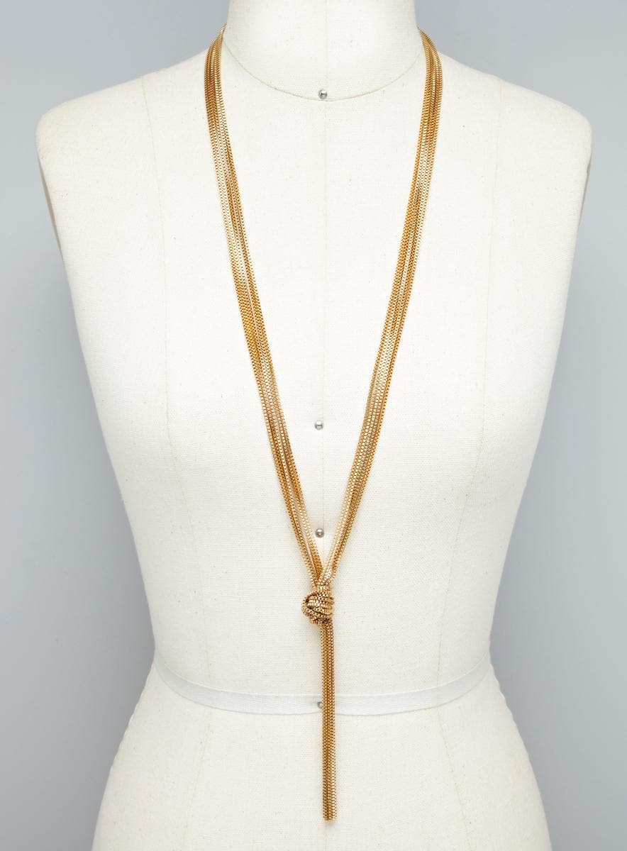 Stein & Blye Gold Multi Color Long Chain Knot Necklace Free Shipping