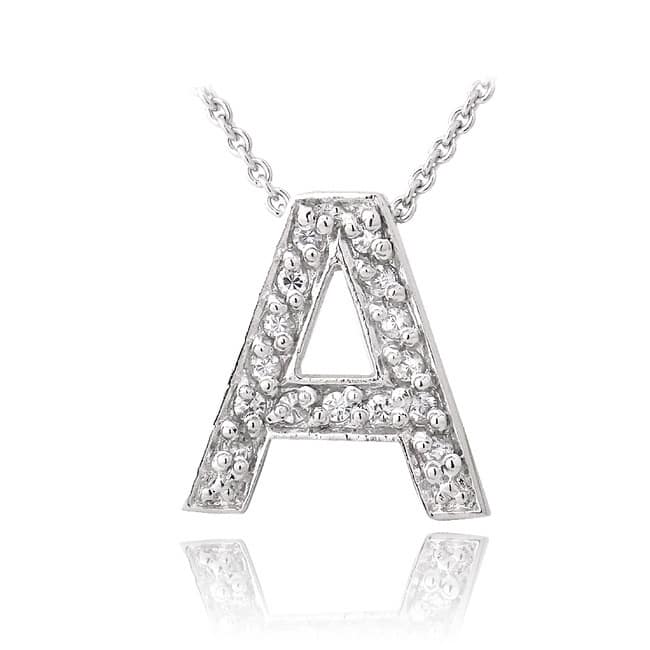 Icz Stonez Sterling Silver Cubic Zirconia Block Letter Initial Necklace