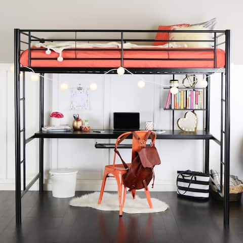 Middlebrook Abner Full Metal Black Loft Bed with Desk