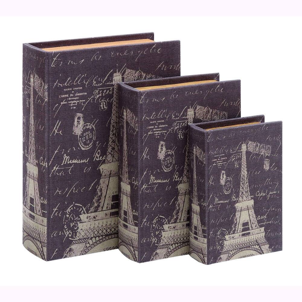 Book Box Set With Paris Eiffel Tower Theme (Set of 3)