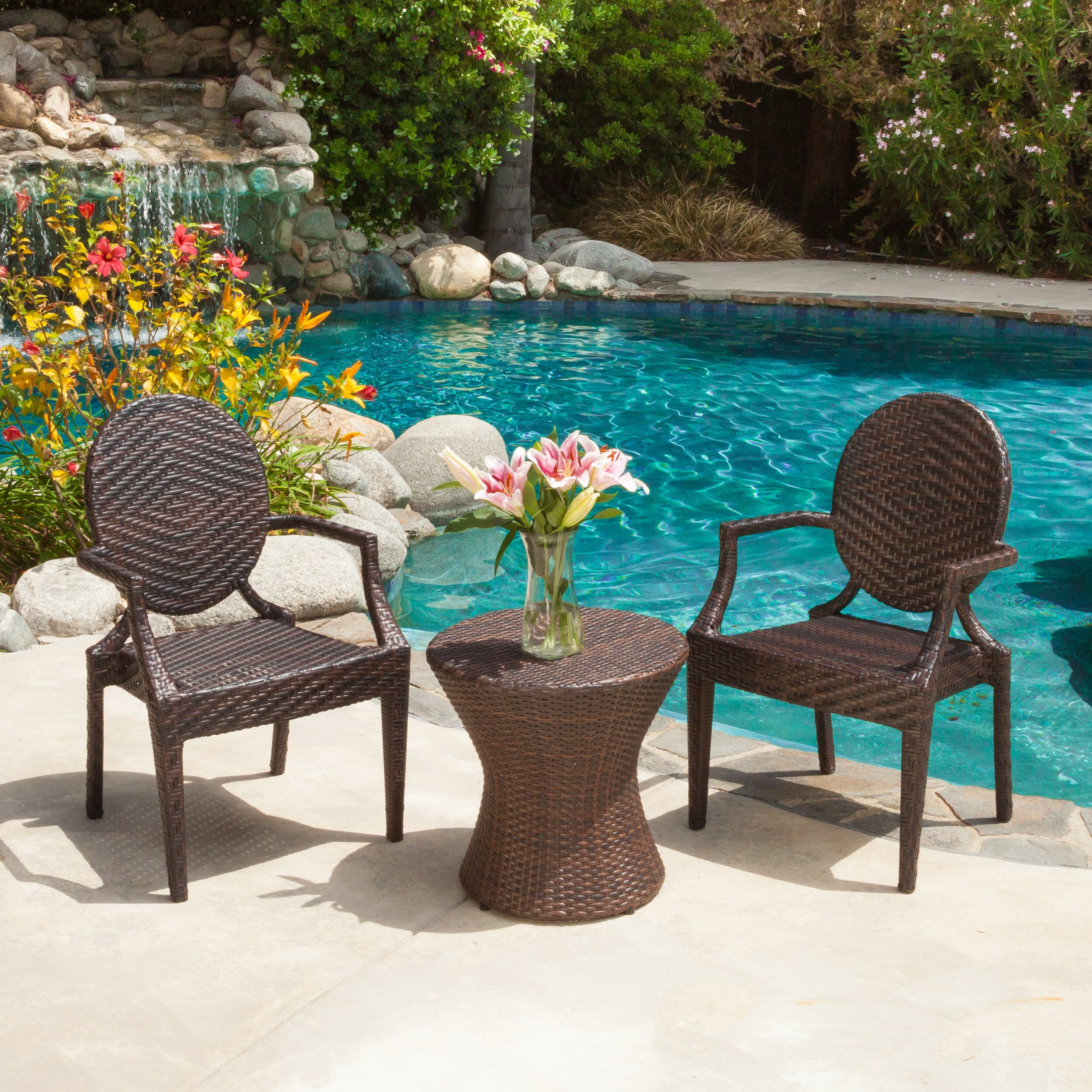 Christopher Knight Home Adriana Pe Wicker 3 peice Outdoor Set