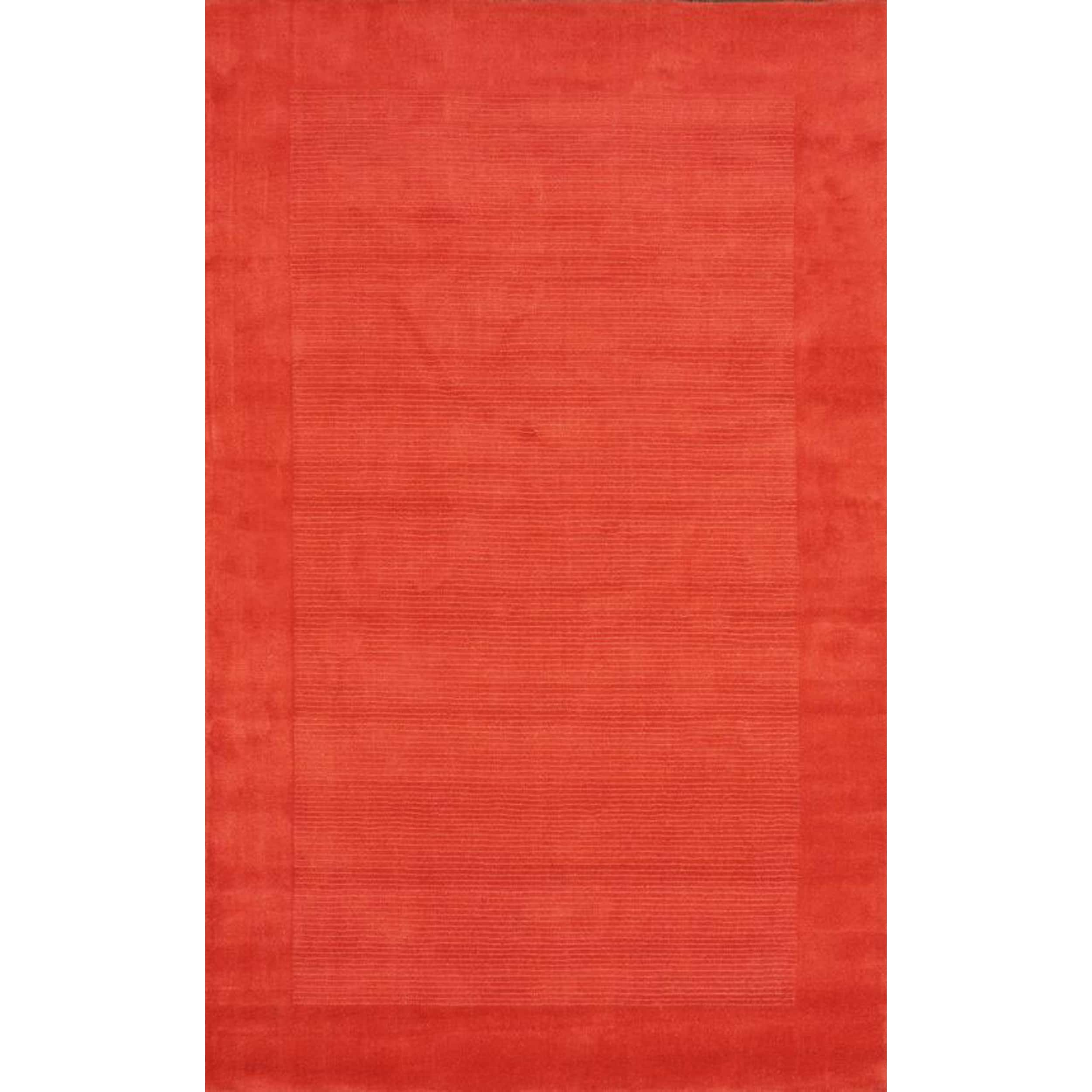 Nuloom Handmade Solid Tone On Tone Border Red Rug (5 X 8)