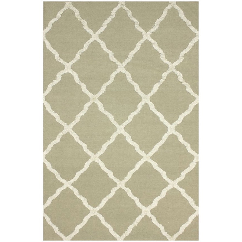 Nuloom Flatweave Wool Trellis Kilim Dhurrie Tan Rug (8 X 10)