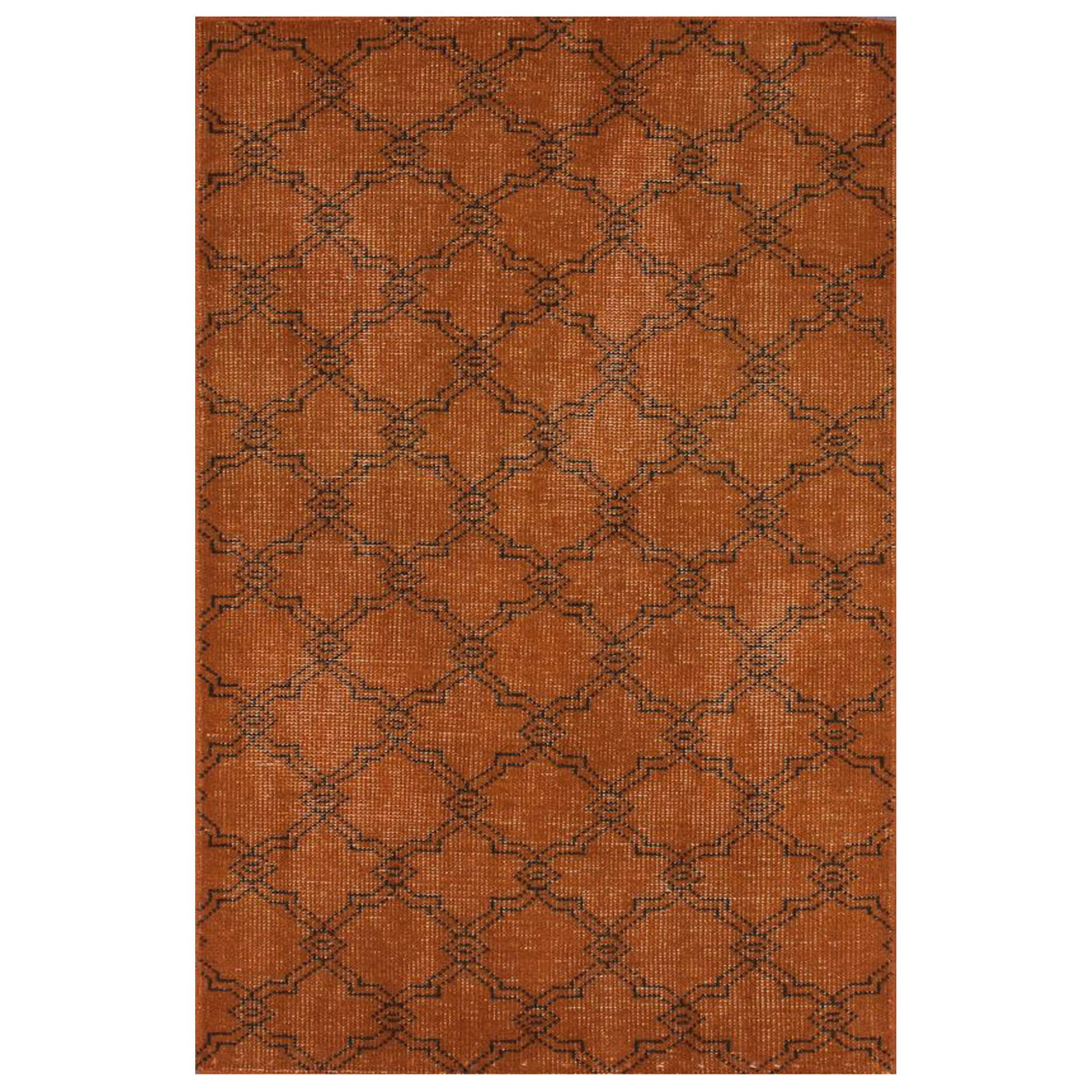 Nuloom Hand knotted Moroccan Trellis Orange Wool Rug (4 X 6)