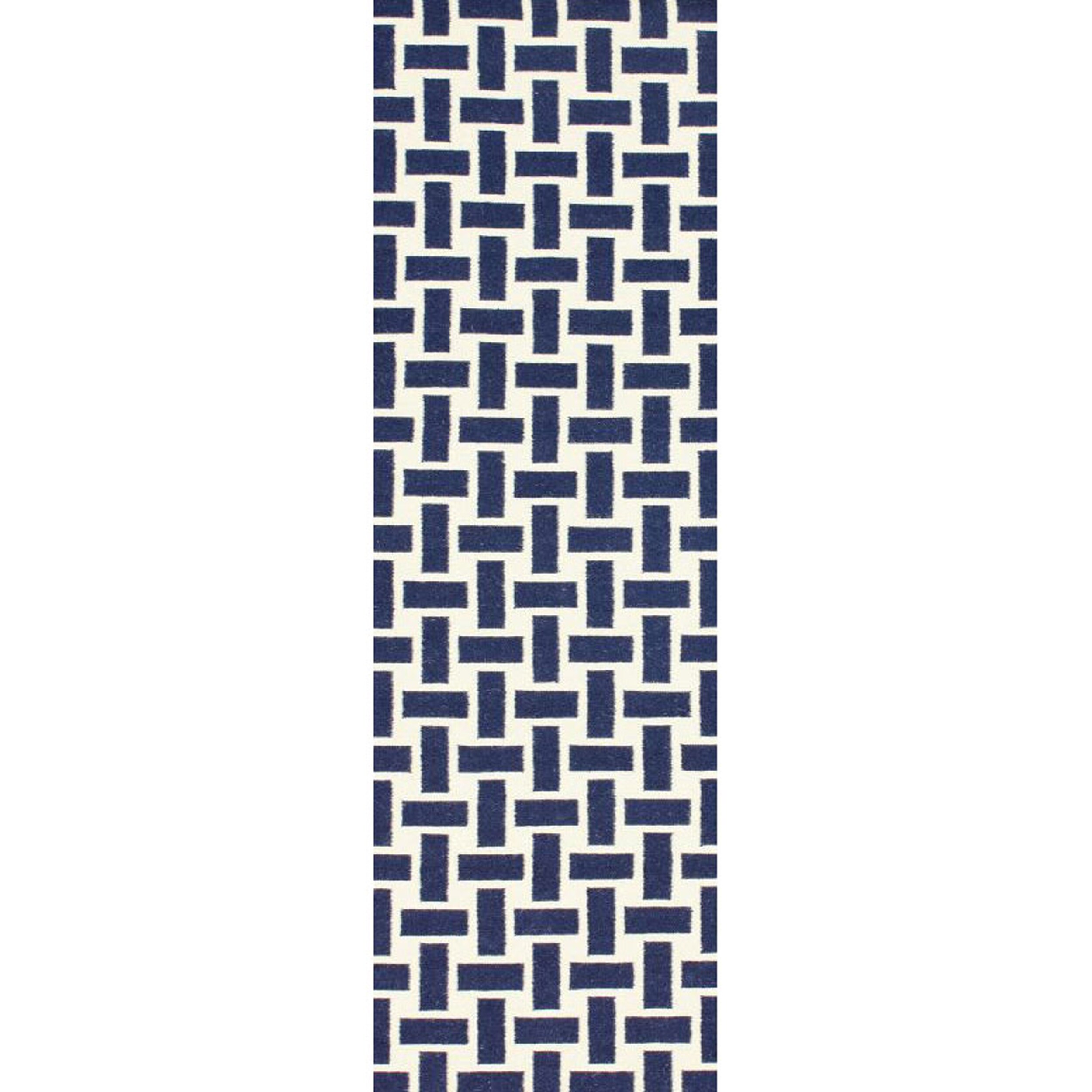 Nuloom Handmade Trellis Flatweave Kilim Navy Wool Runner Rug (26 X 8) (IvoryPattern AbstractTip We recommend the use of a non skid pad to keep the rug in place on smooth surfaces.All rug sizes are approximate. Due to the difference of monitor colors, so