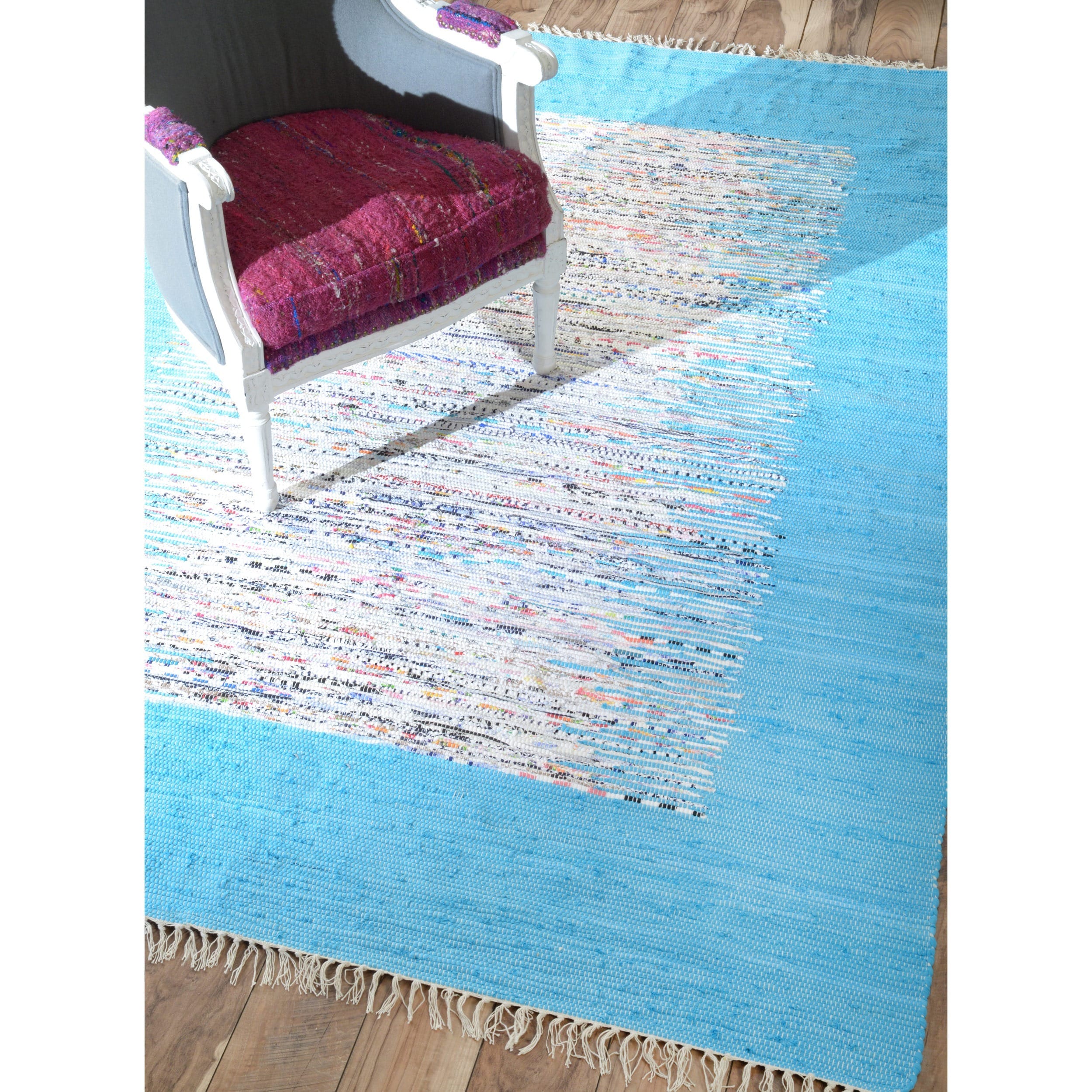 Nuloom Handmade Abstract Border Flatweave Cotton Rug (8 X 10)